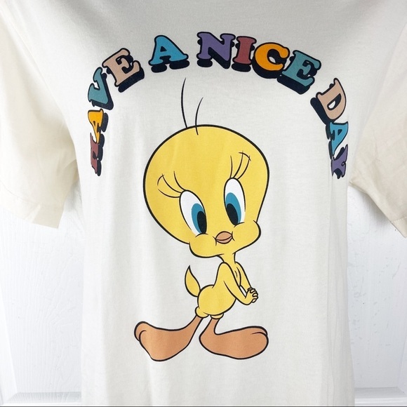 Warner Bros Yellow Looney Tunes Tweety Bird Have a Nice Day Shirt Size 2X - Picture 5 of 8